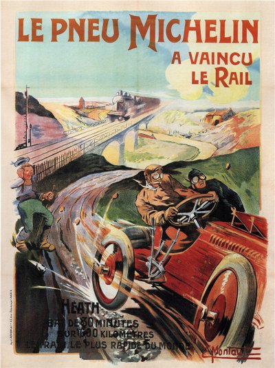 Coche de carreras Panhard y Levassor conducido por Heath - Neumáticos Michelin de Ernest Montaut