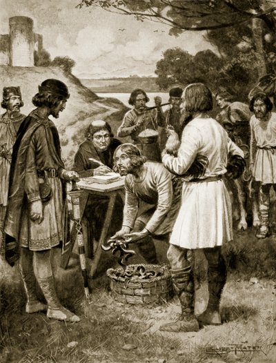 Pagando renta en tiempos sajones, ilustración de 