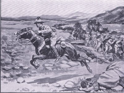 La captura de la escolta: la atrevida incursión del teniente Bateman (ilustración de After Pretoria: The Guerilla War, 1902) de Ernest Prater