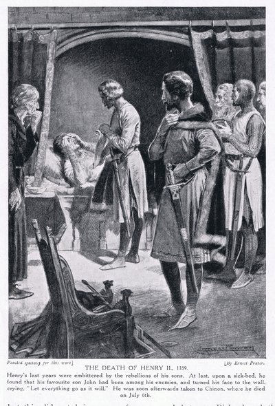 La muerte de Enrique II, 1189 d.C., años 1920 de Ernest Prater