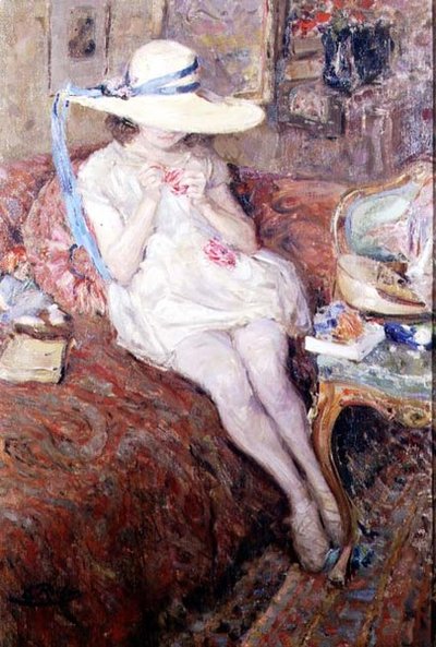 Joven con sombrero de paja de Ernest Rocher