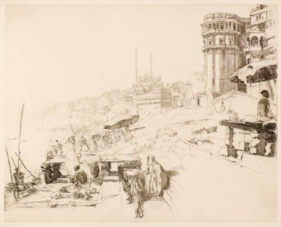 Mezquita y templo, siglo XX (aguafuerte y punta seca) de Ernest Stephen Lumsden