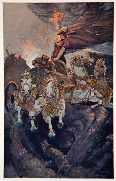 Merodach se prepara para atacar a Tiamat, 1915 de Ernest Wellcousins