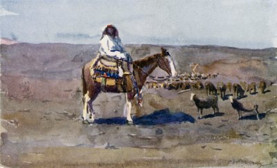 Una típica chica gaucha del sur de Argentina sentada en su caballo de Ernest William Christmas