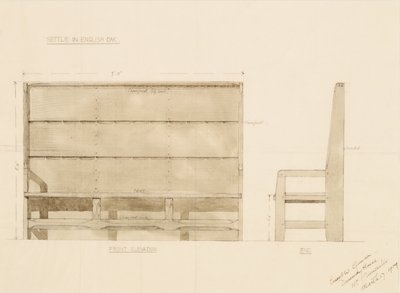 Diseño para Banco en Roble Inglés, 1909 de Ernest William Gimson