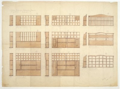 Diseños para Estantes de China, Aparadores y Cómodas en Roble Inglés, 1906 de Ernest William Gimson