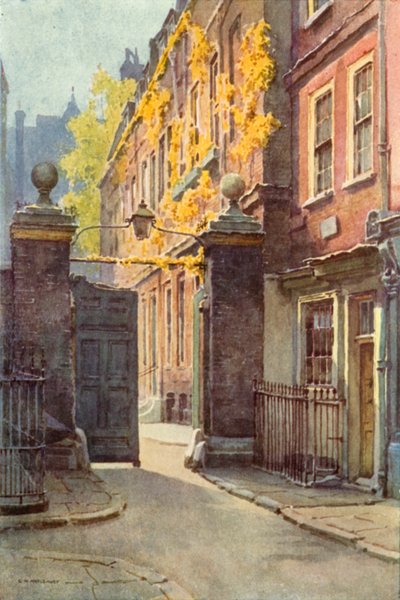 Amen Corner, Paternoster Row (litografía en color) de Ernest William Haslehust