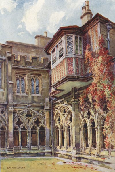 Ventana de Ana Bolena, Claustro del Deán (litografía en color) de Ernest William Haslehust