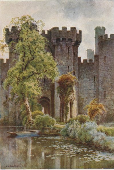 Castillo de Bodiam (litografía en color) de Ernest William Haslehust