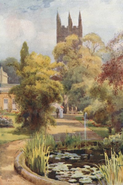 Jardín Botánico y Torre de la Magdalena (litografía en color) de Ernest William Haslehust