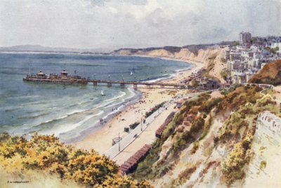Muelle y arena de Bournemouth desde Eastcliff (litografía en color) de Ernest William Haslehust