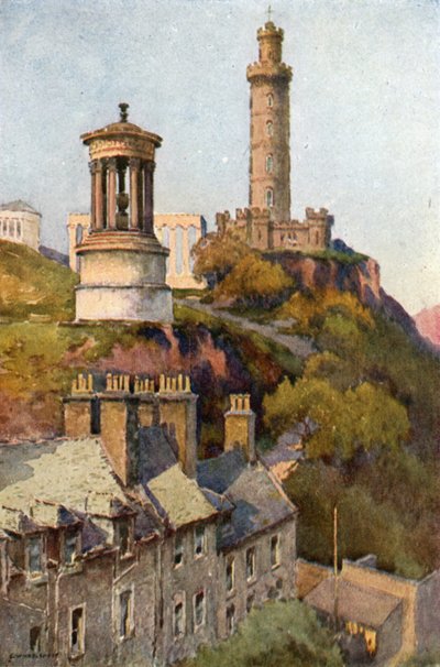 Calton Hill (litografía en color) de Ernest William Haslehust