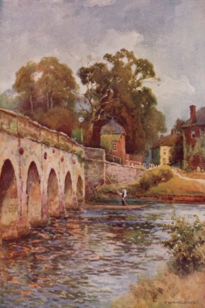 Puente de Clopton, Stratford-on-Avon (litografía en color) de Ernest William Haslehust
