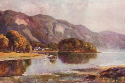 Derwentwater desde Friars Crag (litografía en color) de Ernest William Haslehust