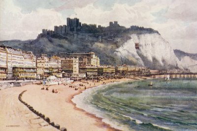 Castillo de Dover y Marine Parade (litografía en color) de Ernest William Haslehust