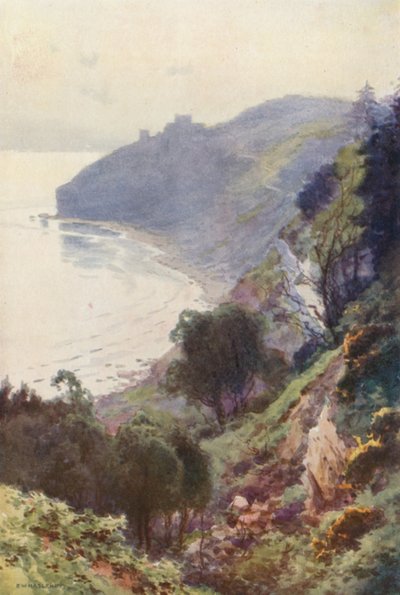Durlston Bay, Swanage (litografía en color) de Ernest William Haslehust