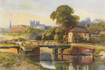 Exeter desde el Canal (litografía en color) de Ernest William Haslehust