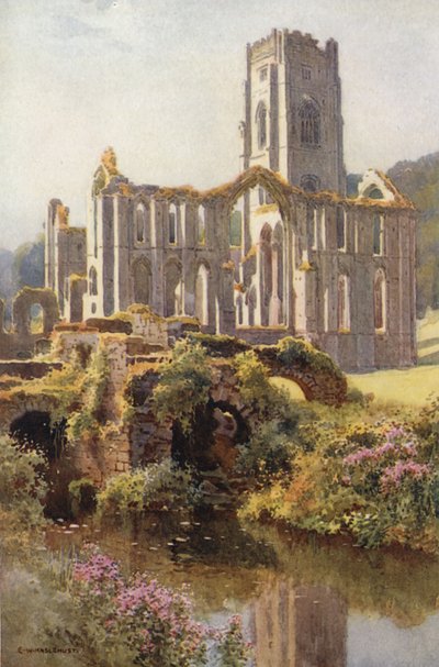 Fountains Abbey (litografía en color) de Ernest William Haslehust