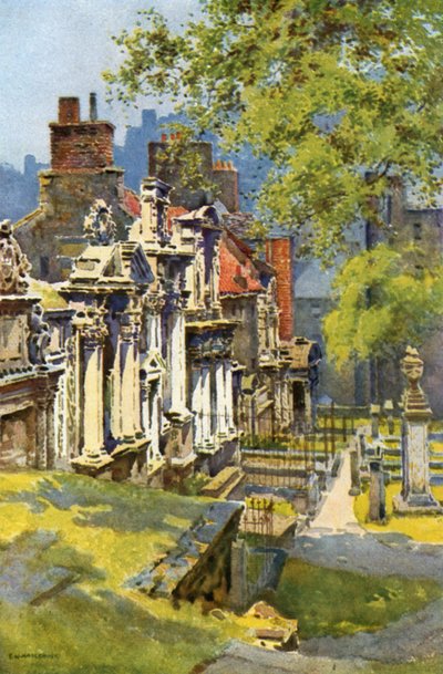 Greyfriars Churchyard (litografía en color) de Ernest William Haslehust