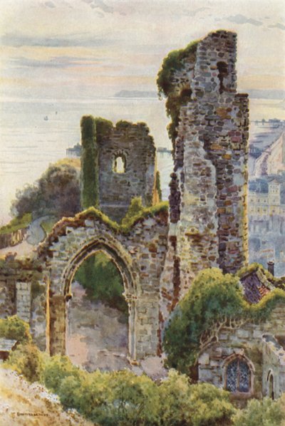 Castillo de Hastings (litografía en color) de Ernest William Haslehust