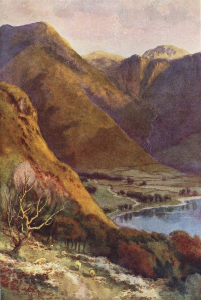 Cabeza de Buttermere y Honister Crag (litografía en color) de Ernest William Haslehust
