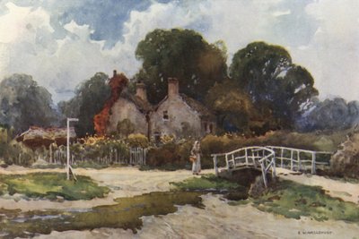 En el pueblo de Brockenhurst (litografía en color) de Ernest William Haslehust