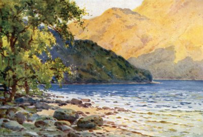 Inverbeg: En Loch Lomond, frente a Rowardennan (litografía en color) de Ernest William Haslehust