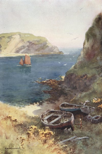 Lulworth Cove (litografía en color) de Ernest William Haslehust