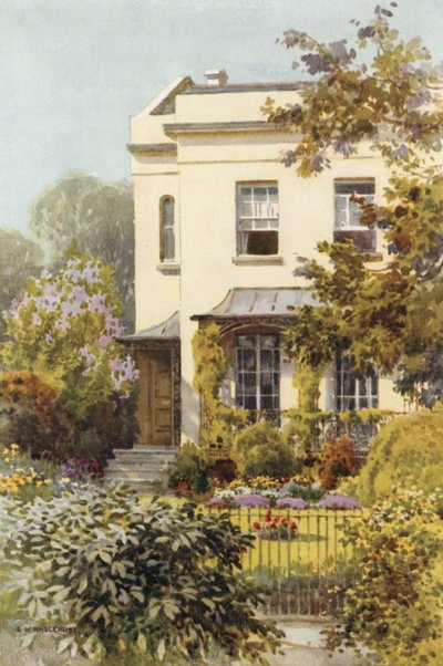 Casa de Nathaniel Hawthorne, Leamington (litografía en color) de Ernest William Haslehust