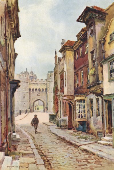 Casa de Nell Gwyn y puerta de Enrique VIII (litografía en color) de Ernest William Haslehust