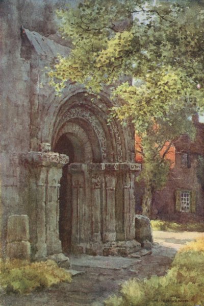 Porche normando, Torre de San Lorenzo (litografía en color) de Ernest William Haslehust