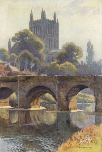Old Wye Bridge (litografía en color) de Ernest William Haslehust