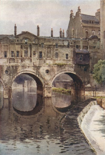 Puente Pulteney, Bath (litografía en color) de Ernest William Haslehust