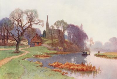 Río Támesis: Clifton Hampden (litografía en color) de Ernest William Haslehust