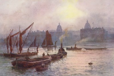 Río Támesis: Greenwich (litografía en color) de Ernest William Haslehust