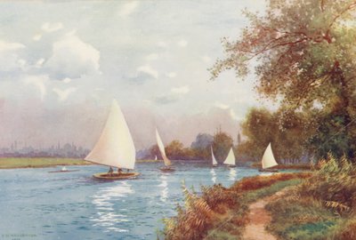 Río Támesis: Kennington Reach, Oxford (litografía en color) de Ernest William Haslehust