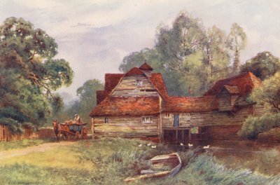 Río Támesis: Mapledurham Mill (litografía en color) de Ernest William Haslehust