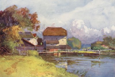 Río Támesis: Molino de Shiplake (litografía en color) de Ernest William Haslehust