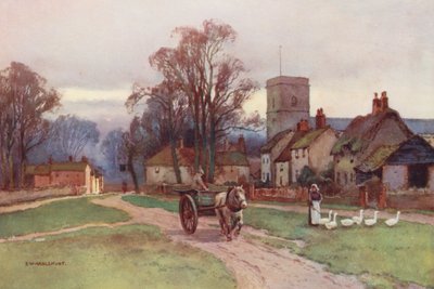 Río Támesis: Sutton Courtney Village (litografía en color) de Ernest William Haslehust