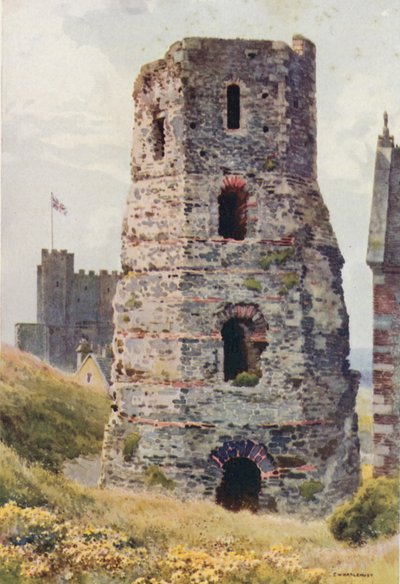 Faros romanos, Castillo de Dover (litografía en color) de Ernest William Haslehust