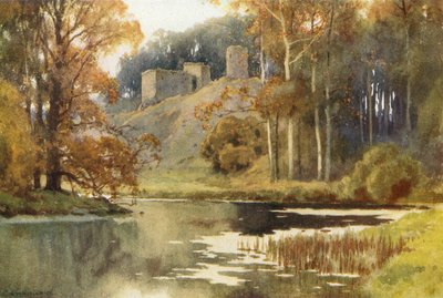 Castillo de Roxburgh (litografía en color) de Ernest William Haslehust