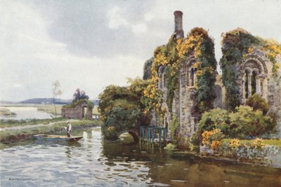 Ruinas de Norman House, Christchurch (litografía en color) de Ernest William Haslehust
