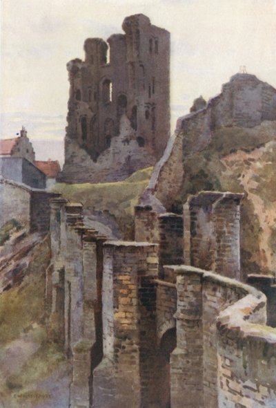 Castillo de Scarborough (litografía en color) de Ernest William Haslehust