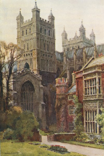 La catedral desde el recinto del palacio (litografía en color) de Ernest William Haslehust