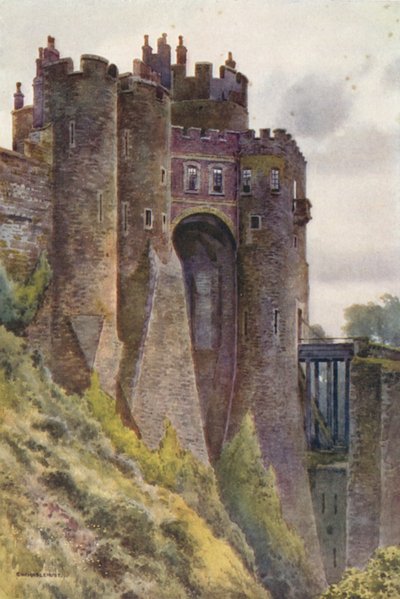 La Torre del Condestable, Castillo de Dover (litografía en color) de Ernest William Haslehust