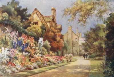 The Cottages, Worcester College Gardens (litografía en color) de Ernest William Haslehust