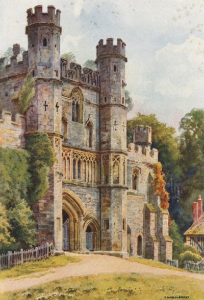 La puerta de la abadía de Battle (litografía en color) de Ernest William Haslehust