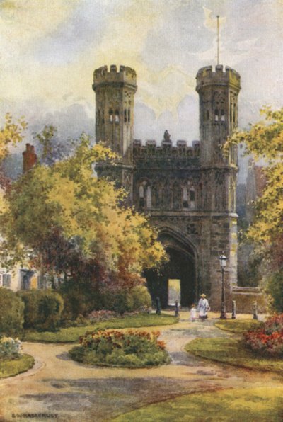 La puerta de la Abadía de San Agustín (litografía en color) de Ernest William Haslehust