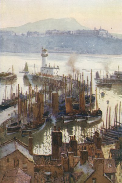 El puerto desde el casco antiguo (litografía en color) de Ernest William Haslehust