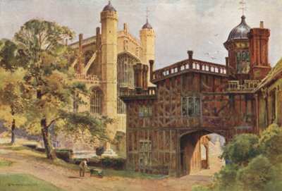 Los claustros de la herradura y la capilla de San Jorge (litografía en color) de Ernest William Haslehust